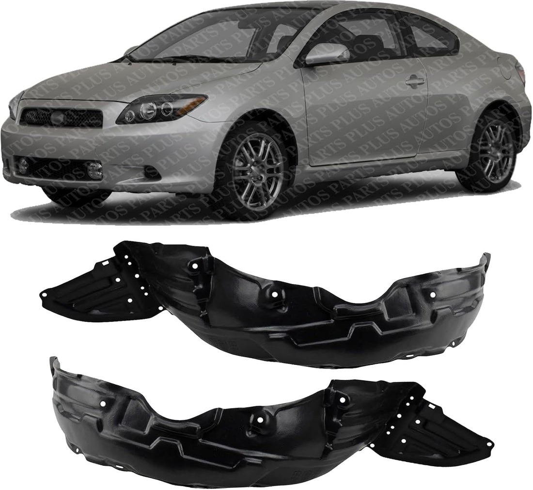 Set Of 2 Front Fender Liner Plastic Left Driver & Right Passenger Side Direct Replacement Compatible With 2005-2010 Scion tC SC1248105 SC1249104 5387521060 5387621060