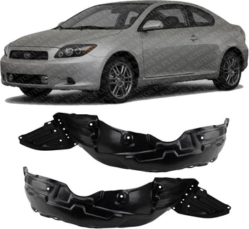 Set Of 2 Front Fender Liner Plastic Left Driver & Right Passenger Side Direct Replacement Compatible With 2005-2010 Scion tC SC1248105 SC1249104 5387521060 5387621060