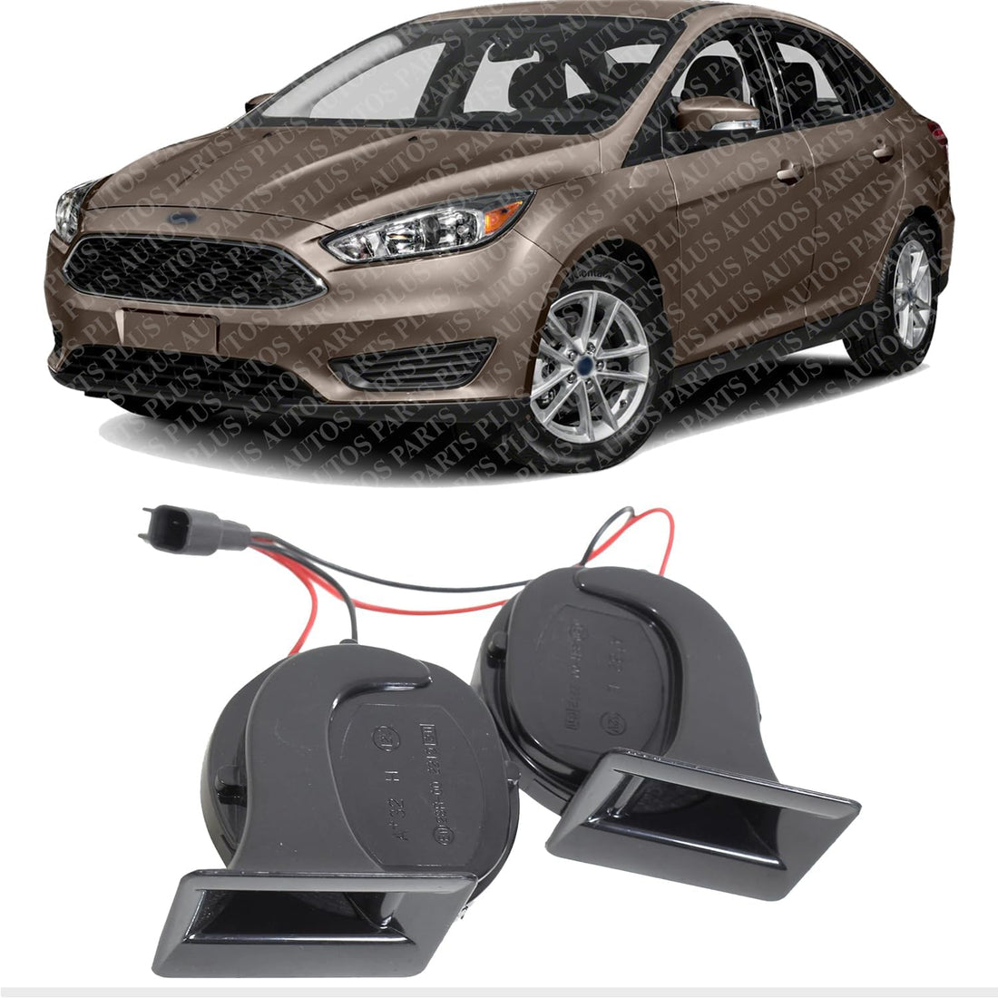 Horn Dual Note Assembly Direct Replacement Compatible With 2012-2018 Ford Focus / 2013-2018 C-Max CM5Z13832A