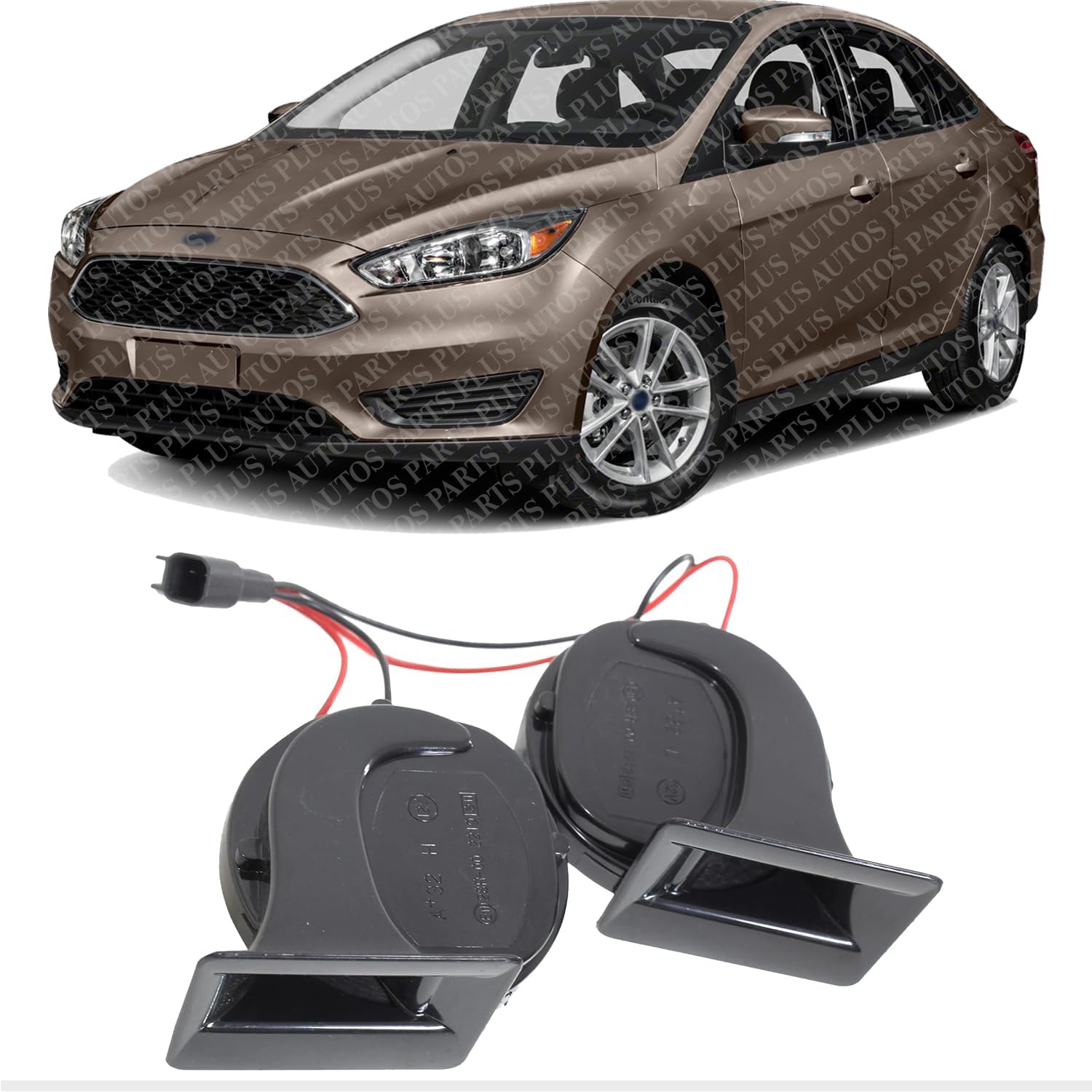 Horn Dual Note Assembly Direct Replacement Compatible With 2012-2018 Ford Focus / 2013-2018 C-Max CM5Z13832A