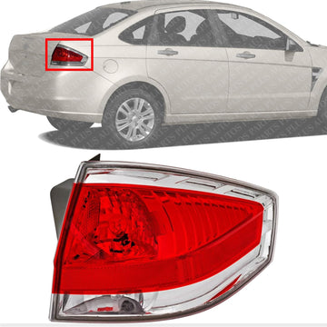 Tail Light Assembly Right Passenger Side With Chrome Insert Direct Replacement Compatible With 2009-2011 Ford Focus FO2801215 9S4Z13404D