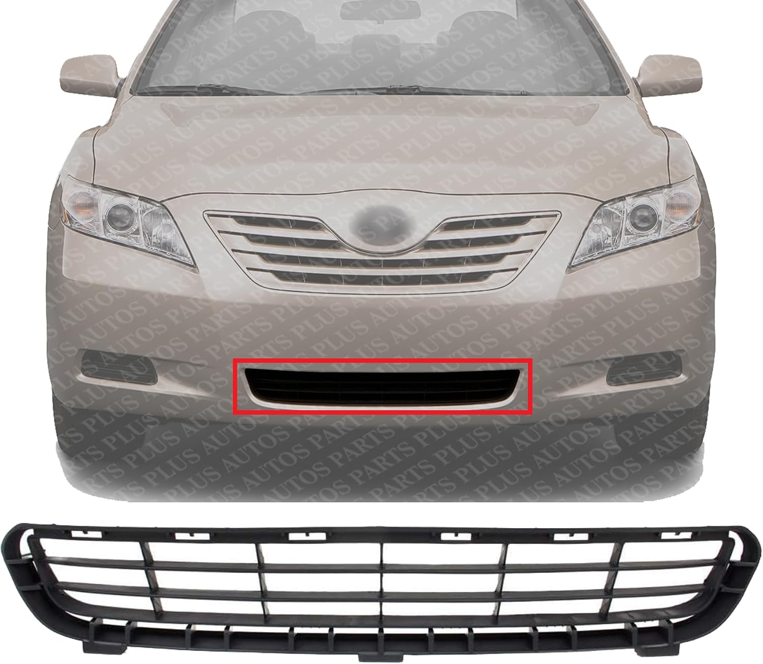 Front Bumper Grille Textured Plastic Direct Replacement Compatible With 2007-2009 Toyota Camry TO1036103 5311206010