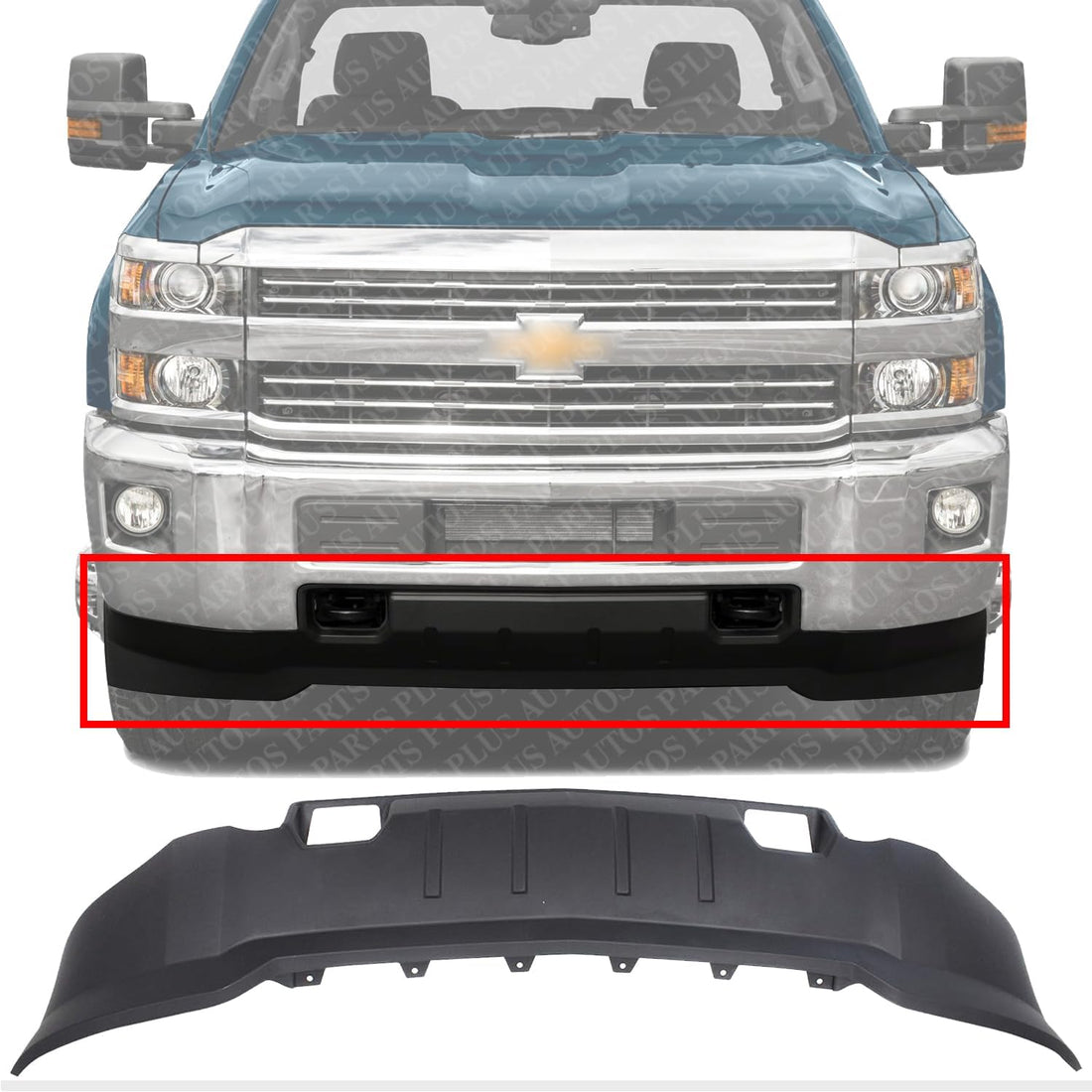 Front Lower Valance Deflector Textured Direct Replacement Compatible With 2015-2019 Chevrolet Silverado 2500HD / 3500HD GM1092252 22978557