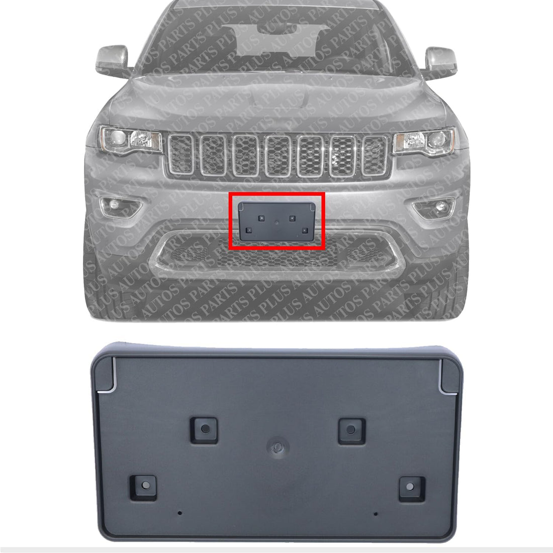 Front License Plate Bracket Textured Direct Replacement Compatible with 2017-2021 Jeep Grand Cherokee CH1068148 68277137AA