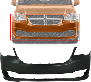 AUTOS PARTS PLUS Front Bumper Cover Primed Direct Replacement Compatible With 2011-2020 Dodge Grand Caravan CH1000A02 68088966AA