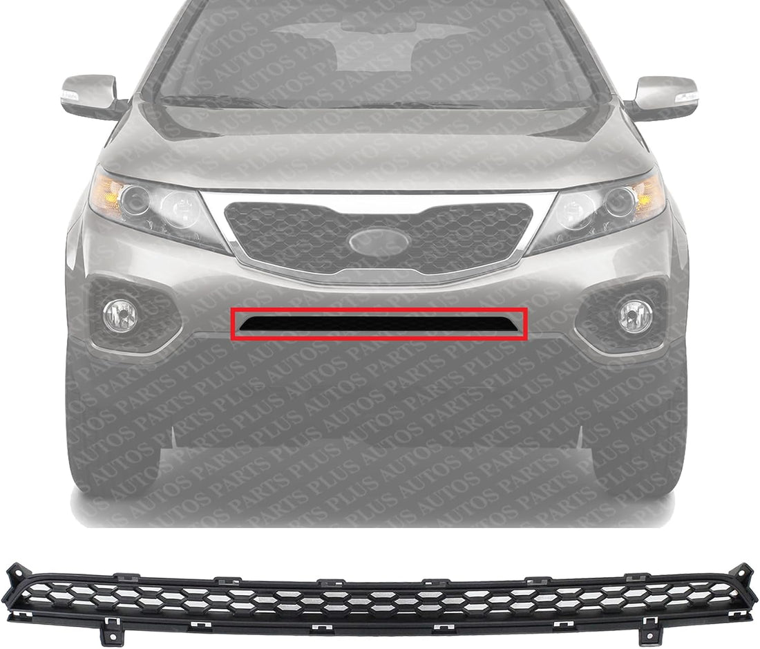 Front Bumper Center Grille Textured Gray Plastic Direct Replacement Compatible with 2011-2013 Kia Sorento KI1036106 865221U000