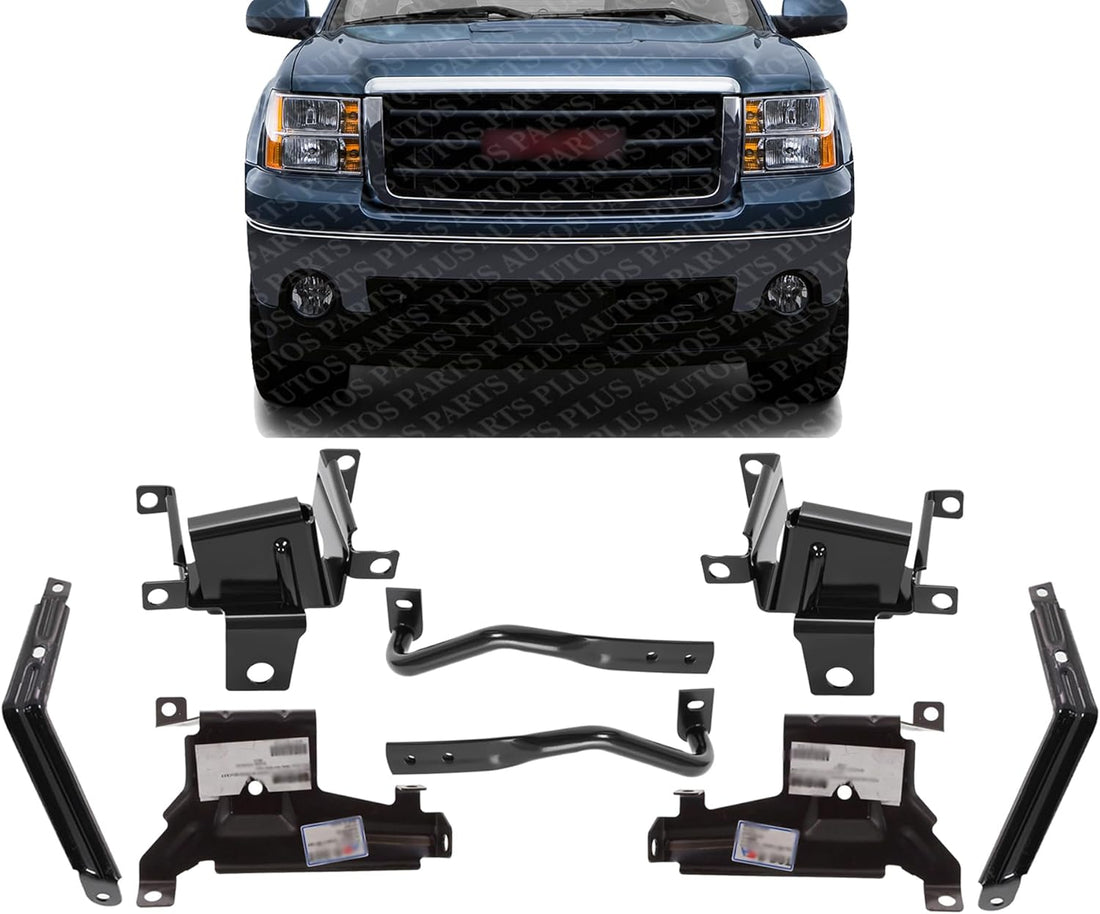 Front Bumper Brackets Inner + Outer Steel Left Driver & Right Passenger Side Direct Replacement Compatible with 2007-2013 GMC Sierra 1500 GM1067185 GM1066185 GM1043107 GM1042107
