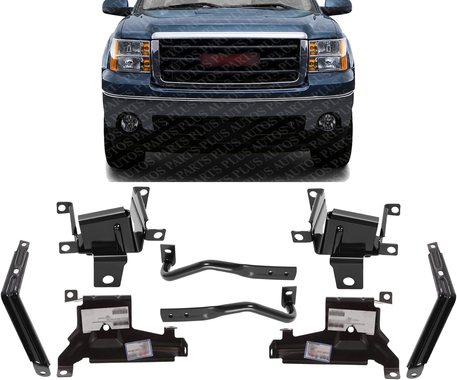 Front Bumper Brackets Inner + Outer Steel Left Driver & Right Passenger Side Direct Replacement Compatible with 2007-2013 GMC Sierra 1500 GM1067185 GM1066185 GM1043107 GM1042107