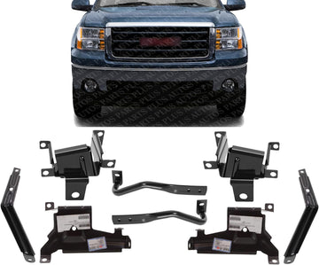 Front Bumper Brackets Inner + Outer Steel Left Driver & Right Passenger Side Direct Replacement Compatible with 2007-2013 GMC Sierra 1500 GM1067185 GM1066185 GM1043107 GM1042107