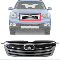 Front Bumper Upper Grille Silver Shell With Textured Insert Direct Replacement Compatible With 2010-2012 Subaru Outback SU1200143 91121AJ04B