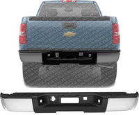 AUTOS PARTS PLUS Rear Step Bumper Assembly Chrome Without Parking Aid Sensor Holes Direct Replacement Compatible With Chevrolet Silverado & GMC Sierra 1500 2007-2013 GM1103147 7T1Z17906BA