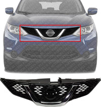 Front Grille Primed With Chrome Molding Plastic Direct Replacement Compatible With 2017 Nissan Rogue Sport NI1200288 623106MG0A