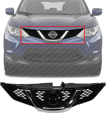 Front Grille Primed With Chrome Molding Plastic Direct Replacement Compatible With 2017 Nissan Rogue Sport NI1200288 623106MG0A