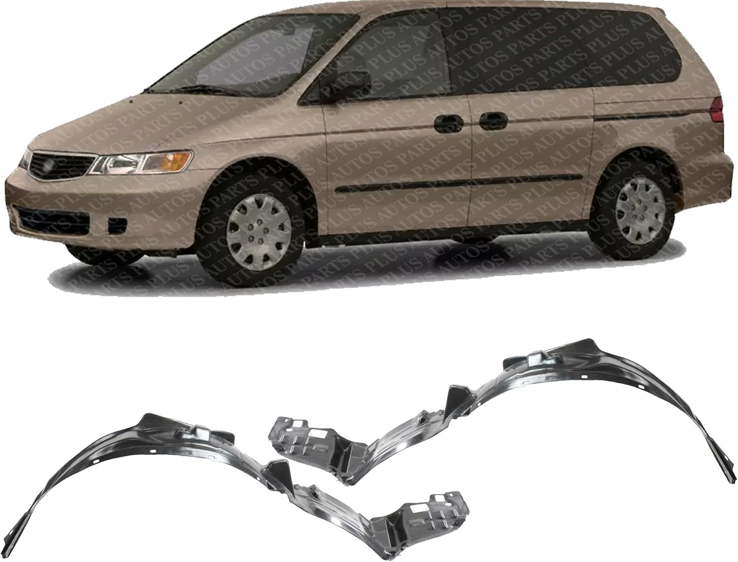 Set Of 2 Front Fender Liner Right Passenger & Left Driver Side Direct Replacement Compatible With 1999-2004 Honda Odyssey HO1249111 HO1248111 74101S0XA00 74151S0XA00