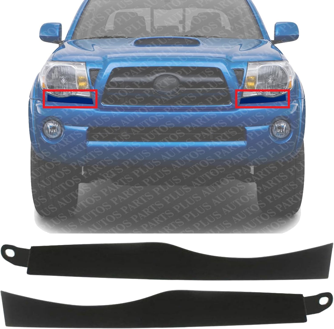 Set Of 2 Front Head Light Lower Filler Primed Plastic Left Driver & Right Passenger Side Direct Replacement Compatible With 2005-2011 Toyota Tacoma TO1089110 TO1088110