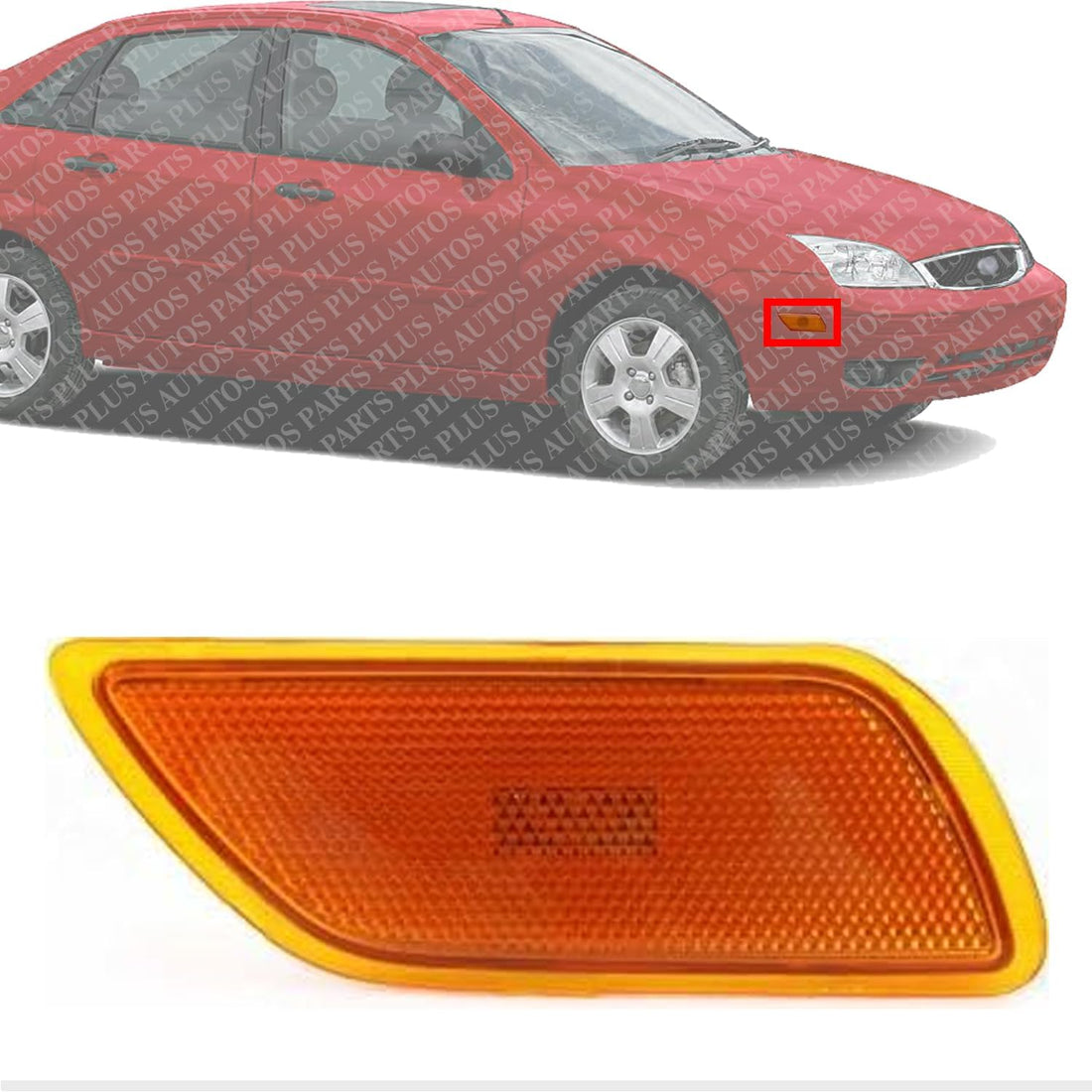 Front Marker Lamp Assembly Right Passenger Side Direct Replacement Compatible With 2000-2005 Ford Focus FO2551134 2S4Z15A201AB