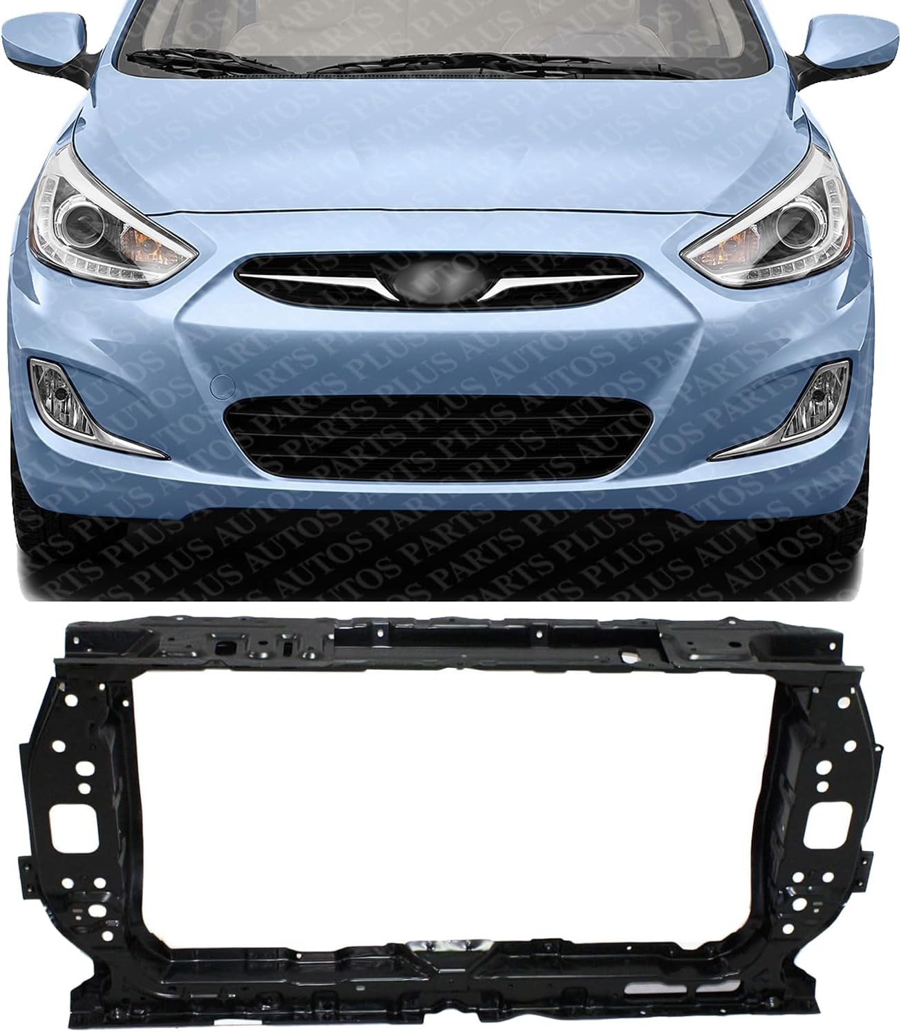 Front Radiator Support Assembly Steel Direct Replacement Compatible With 2014-2017 Hyundai Accent HY1225177 641011R301