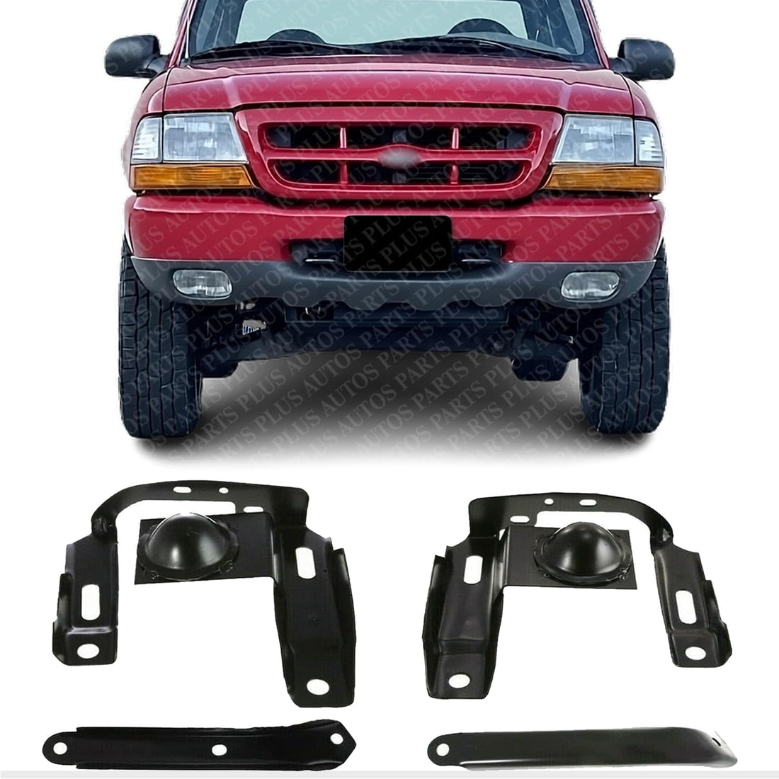 AUTOS PARTS PLUS Front Bumper Reinforcement + Bracket Right Passenger & Left Driver Side Direct Replacement Compatible With 1999-2000 Ford Ranger FO1067118 FO1066118 FO1067117 FO1066117