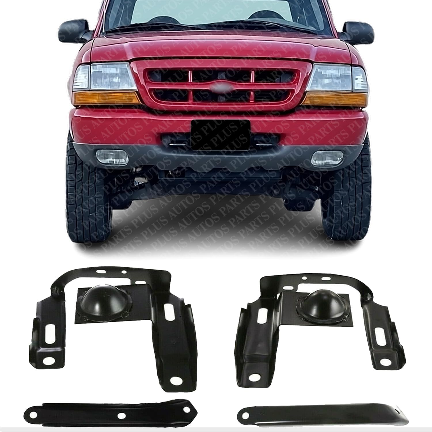 AUTOS PARTS PLUS Front Bumper Reinforcement + Bracket Right Passenger & Left Driver Side Direct Replacement Compatible With 1999-2000 Ford Ranger FO1067118 FO1066118 FO1067117 FO1066117