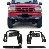 AUTOS PARTS PLUS Front Bumper Reinforcement + Bracket Right Passenger & Left Driver Side Direct Replacement Compatible With 1999-2000 Ford Ranger FO1067118 FO1066118 FO1067117 FO1066117