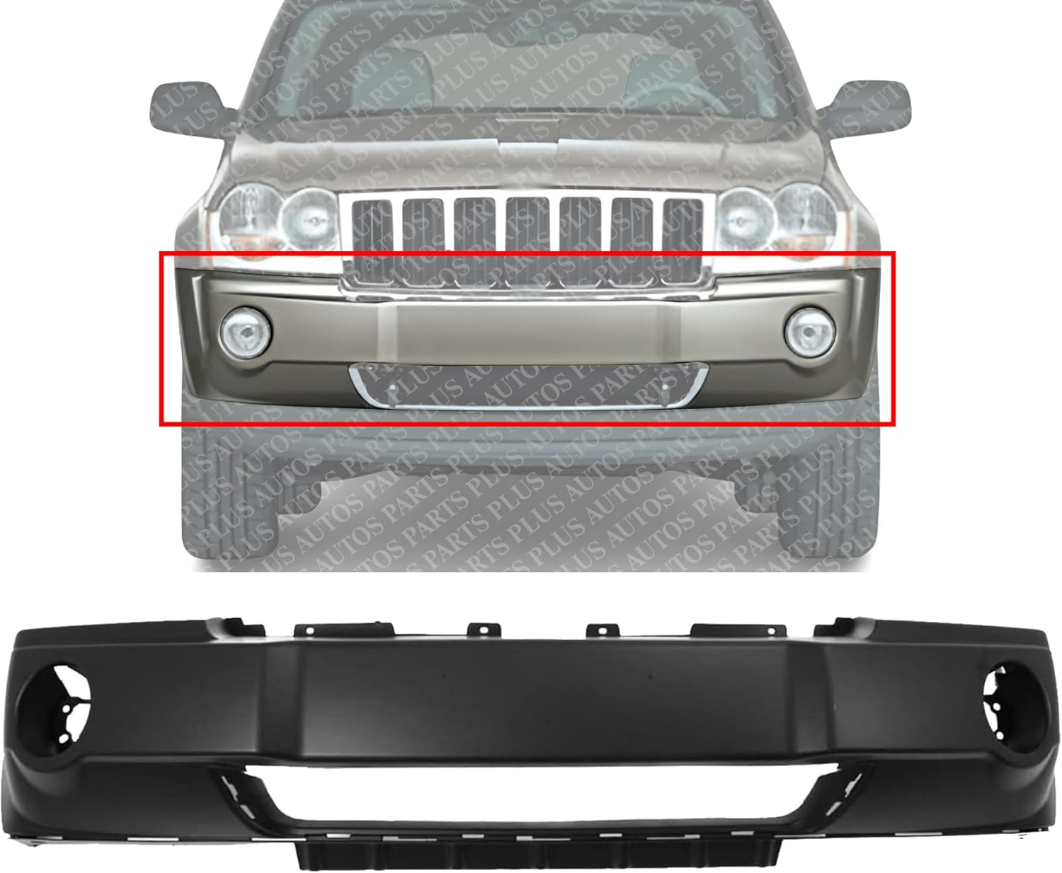 Front Bumper Cover Primed Direct Replacement Compatible With 2005-2007 Jeep Grand Cherokee CH1000450 5159124AA