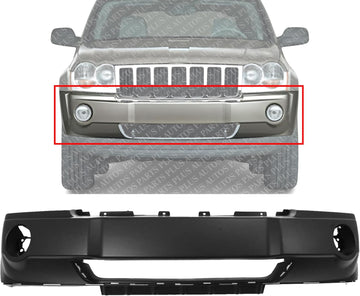 Front Bumper Cover Primed Direct Replacement Compatible With 2005-2007 Jeep Grand Cherokee CH1000450 5159124AA