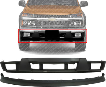 AUTOS PARTS PLUS Front Bumper Lower Valance With Fog Light Holes + Extension Textured Direct Replacement Compatible With 2004-2012 Chevrolet Colorado/GMC Canyon GM1000722 GM1092183 15888037 12335805