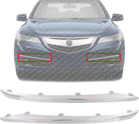 Set Of 2 Front Bumper Molding Outer Chrome Plastic Right Passenger & Left Driver Side Direct Replacement Compatible With 2015-2017 Acura TLX AC1047100 AC1046100 71121TZ3A00