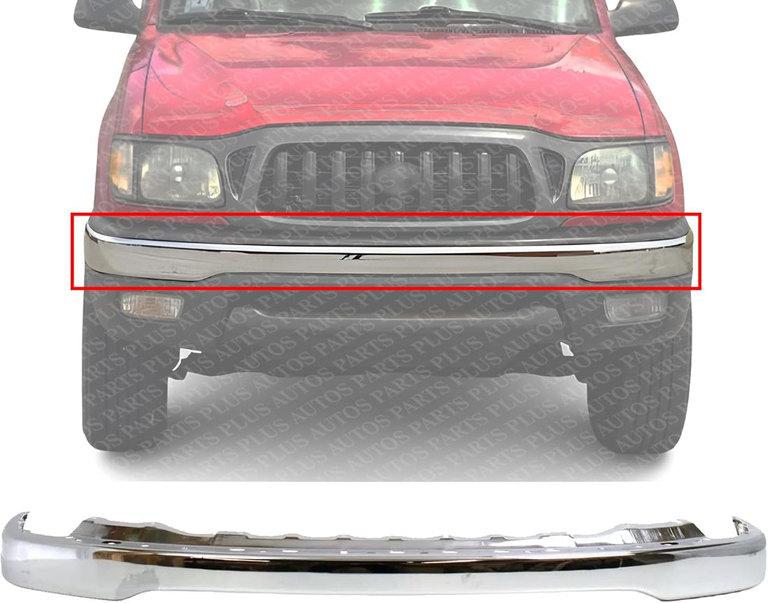 Front Bumper Face Bar Chrome Steel Direct Replacement Compatible With 2001-2004 Toyota Tacoma TO1002174 52101AD030