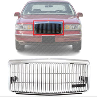 Front Grille Assembly Chrome Shell And Insert Plastic With Emblem Provision Direct Replacement Compatible With 1995-1997 Lincoln Town Car FO1200333 F5VY8200A