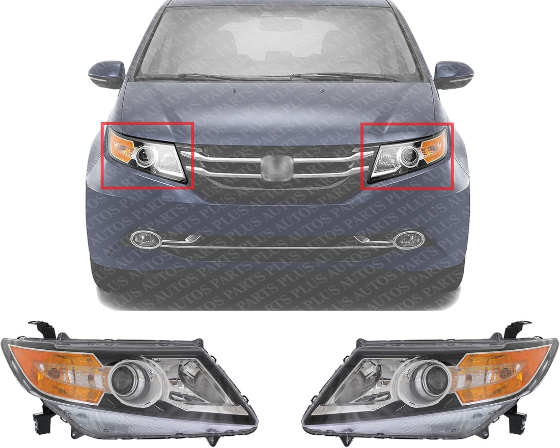 Set Of 2 Front Headlight Assembly Halogen Right Passenger & Left Driver Side Direct Replacement Compatible With 2014-2017 Honda Odyssey HO2503154 HO2502154 33100TK8A02 33150TK8A02