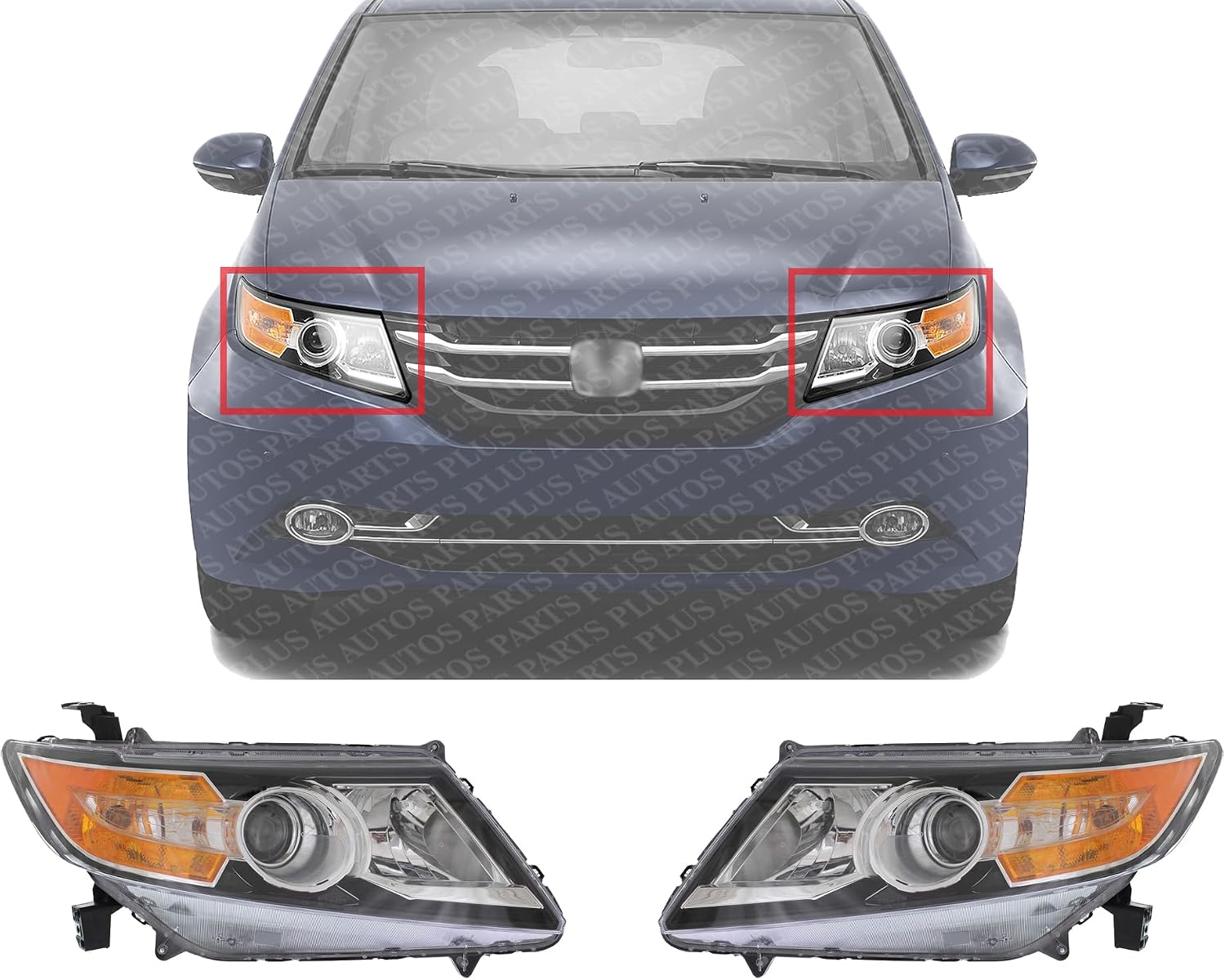Set Of 2 Front Headlight Assembly Halogen Right Passenger & Left Driver Side Direct Replacement Compatible With 2014-2017 Honda Odyssey HO2503154 HO2502154 33100TK8A02 33150TK8A02