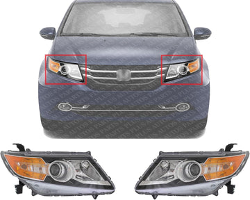 Set Of 2 Front Headlight Assembly Halogen Right Passenger & Left Driver Side Direct Replacement Compatible With 2014-2017 Honda Odyssey HO2503154 HO2502154 33100TK8A02 33150TK8A02