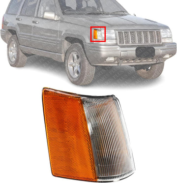 Front Corner Light Lens And Housing Right Passenger Side Direct Replacement Compatible With 1993-1998 Jeep Grand Cherokee CH2521121 56005104