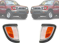 Set Of 2 Front Corner Light Assembly With Primed Trim Right Passenger & Left Driver Side Direct Replacement Compatible With 1995-1996 Toyota Tacoma TO2521141 TO2520141 8161004010