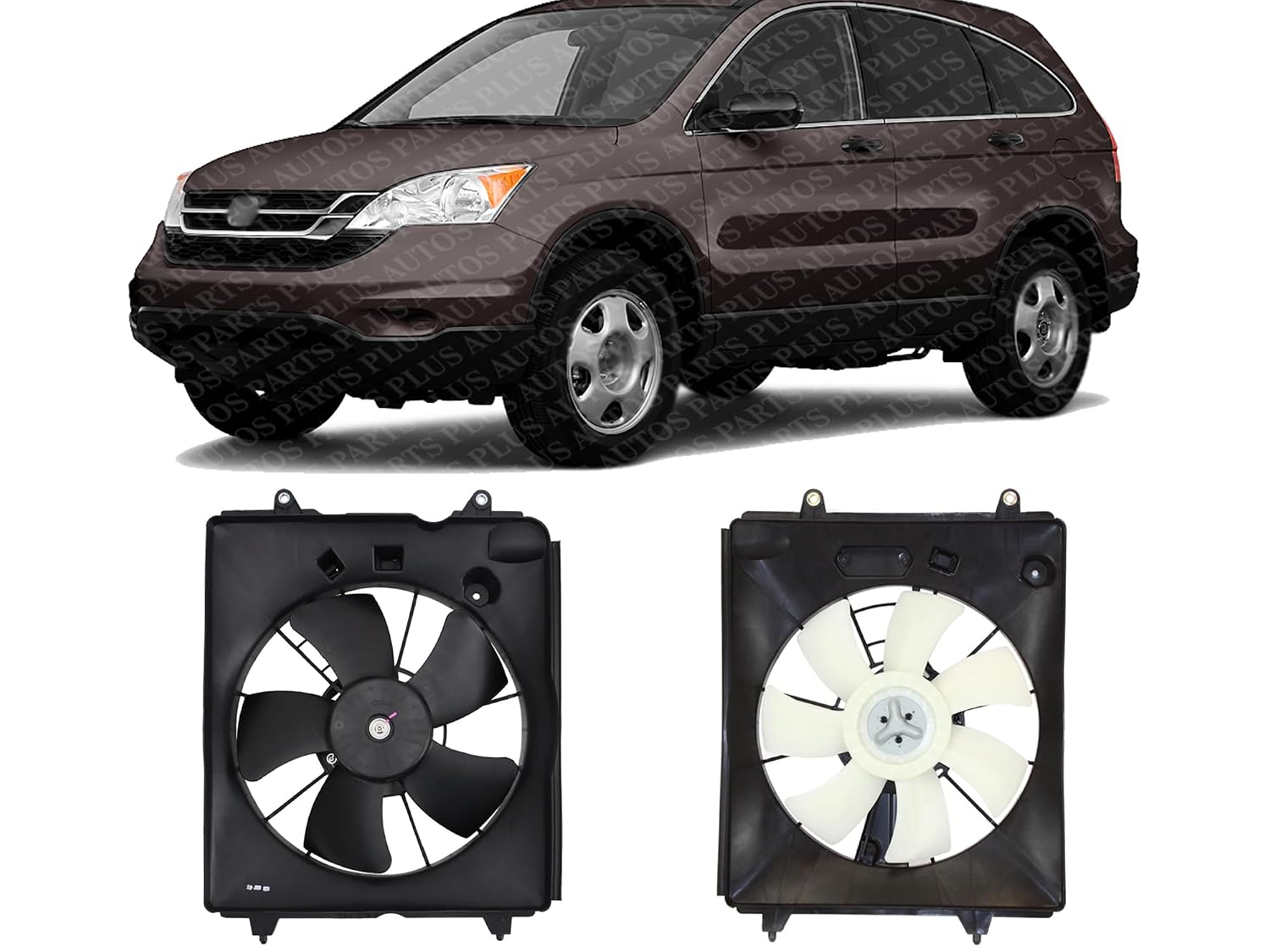 Front Radiator Shroud & A/C Condenser Single Fan Assembly Left Driver & Right Passenger Side Direct Replacement Compatible with 2010-2011 Honda CR-V HO3115155 HO3115161 HO3120107