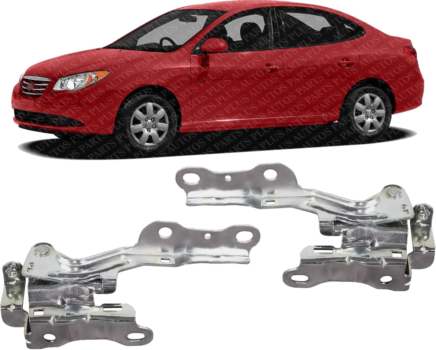 Set of 2 Front Hood Hinge Steel Left Driver & Right Passenger Side Direct Replacement Compatible with 2007-2010 Hyundai Elantra HY1236119 HY1236120 791202H000 791102H000