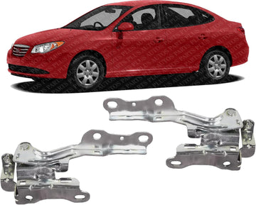 Set of 2 Front Hood Hinge Steel Left Driver & Right Passenger Side Direct Replacement Compatible with 2007-2010 Hyundai Elantra HY1236119 HY1236120 791202H000 791102H000