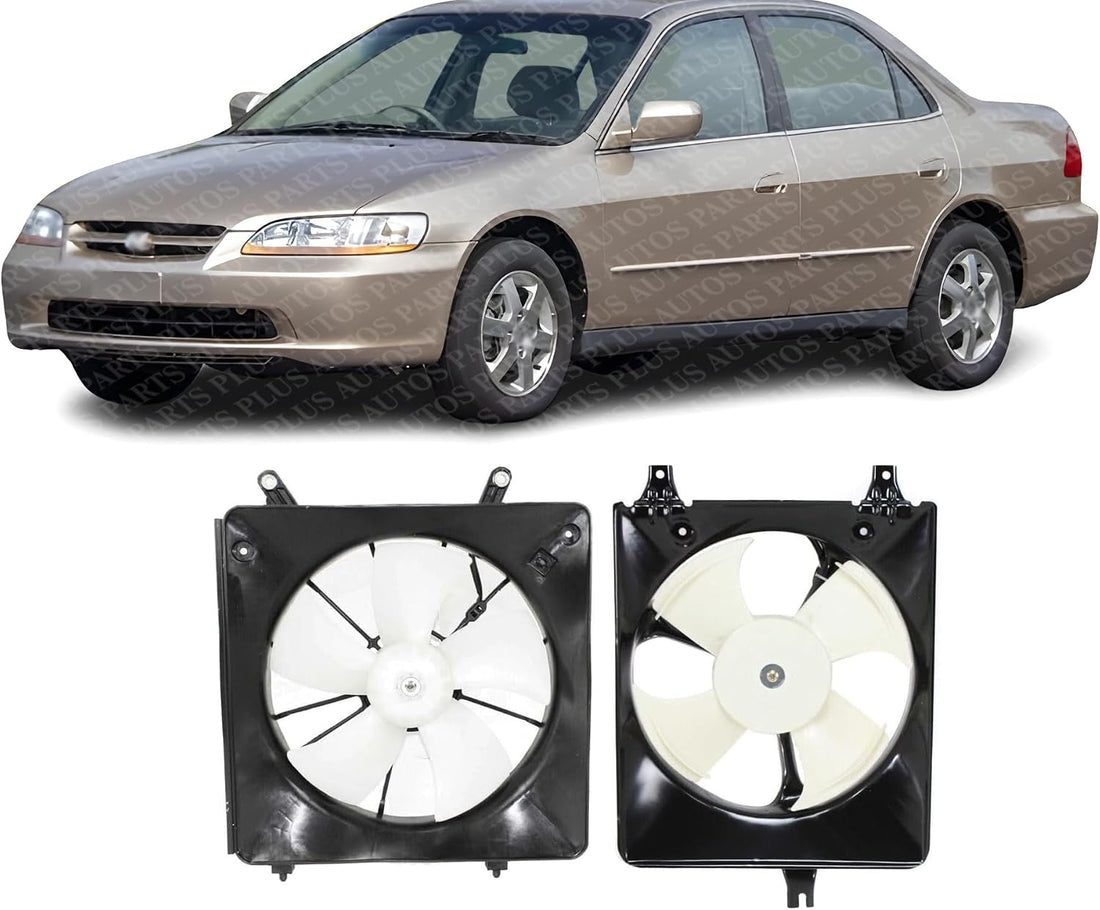 Front Radiator & A/C Condenser Single Fan Assembly Direct Replacement Compatible With 1998-2002 Honda Accord HO3115103 HO3113106 19015PAAA01-PFM 19020PAAA01 38605PAAA01