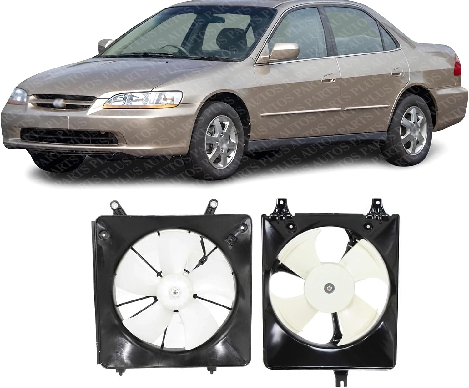 Front Radiator & A/C Condenser Single Fan Assembly Direct Replacement Compatible With 1998-2002 Honda Accord HO3115103 HO3113106 19015PAAA01-PFM 19020PAAA01 38605PAAA01