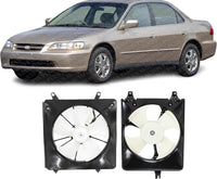 Front Radiator & A/C Condenser Single Fan Assembly Direct Replacement Compatible With 1998-2002 Honda Accord HO3115103 HO3113106 19015PAAA01-PFM 19020PAAA01 38605PAAA01