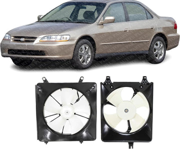 Front Radiator & A/C Condenser Single Fan Assembly Direct Replacement Compatible With 1998-2002 Honda Accord HO3115103 HO3113106 19015PAAA01-PFM 19020PAAA01 38605PAAA01