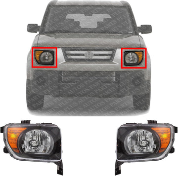 Set Of 2 Front Head Light Lens And Housing Left Driver & Right Passenger Side Direct Replacement Compatible With 2007-2008 Honda Element HO2518114 HO2519114 33101SCVA21 33151SCVA21