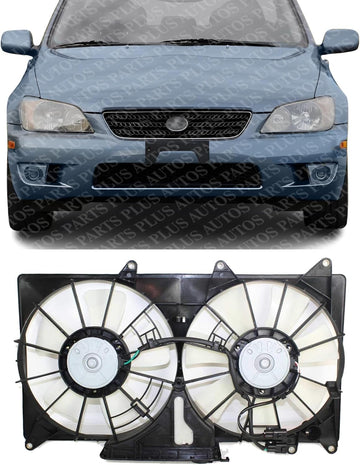 Front Dual Fan Shroud Assembly Plastic Direct Replacement Compatible With 2001-2005 Lexus IS300 LX3120100 1636346120-PFM