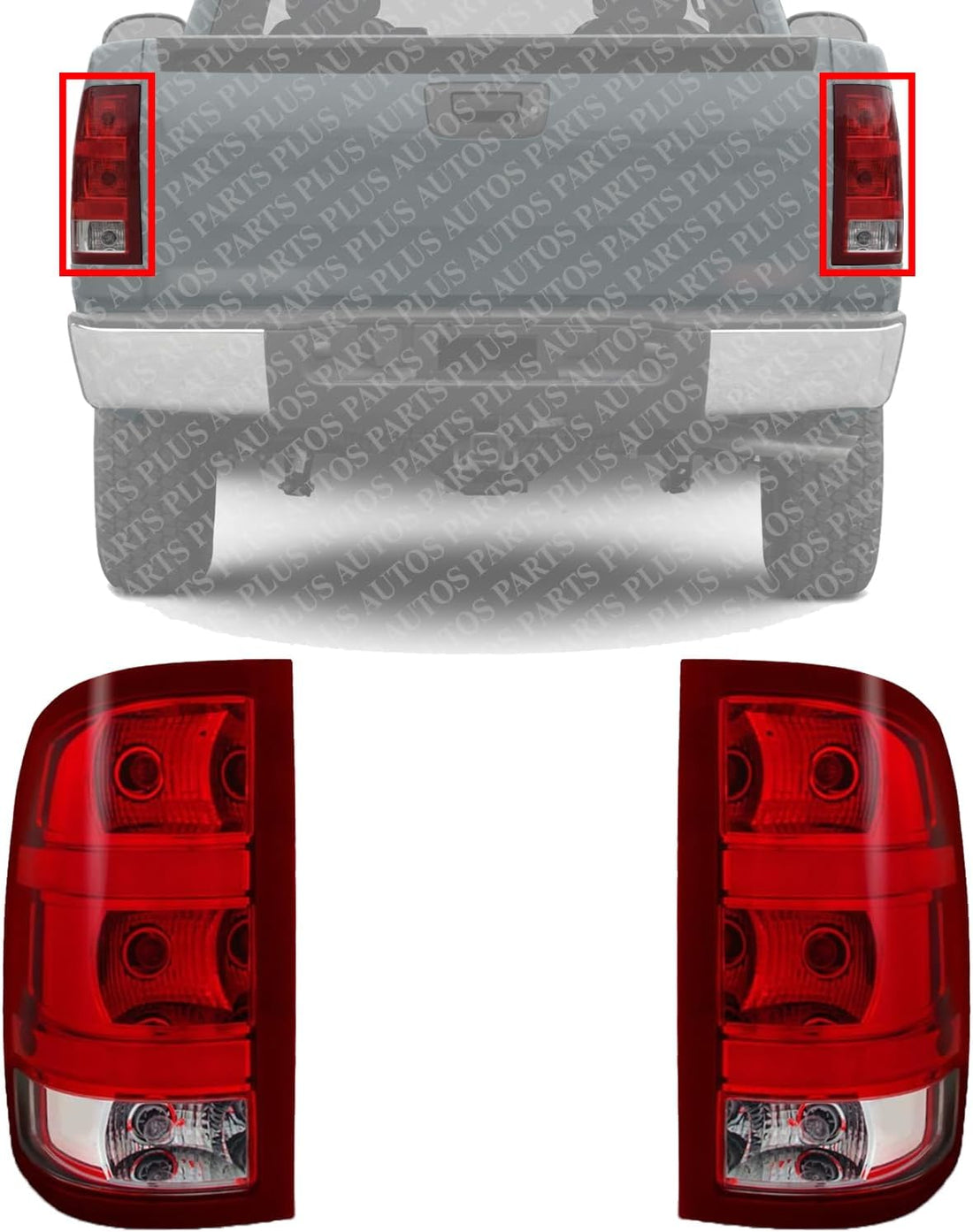 Set Of 2 Tail Light Left Driver & Right Passenger Side Direct Replacement Compatible With 2007-2014 GMC Sierra GM2800208 GM2801208 25958485 25958484