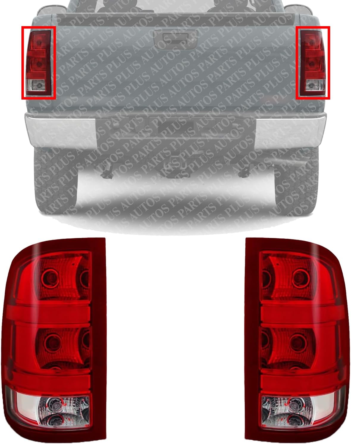 Set Of 2 Tail Light Left Driver & Right Passenger Side Direct Replacement Compatible With 2007-2014 GMC Sierra GM2800208 GM2801208 25958485 25958484