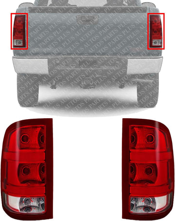 Set Of 2 Tail Light Left Driver & Right Passenger Side Direct Replacement Compatible With 2007-2014 GMC Sierra GM2800208 GM2801208 25958485 25958484