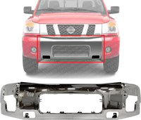 Front Bumper Face Bar Chrome Steel Direct Replacement Compatible With 2004-2015 Nissan Titan / 2005-2007 Armada NI1002136 62022ZR08A