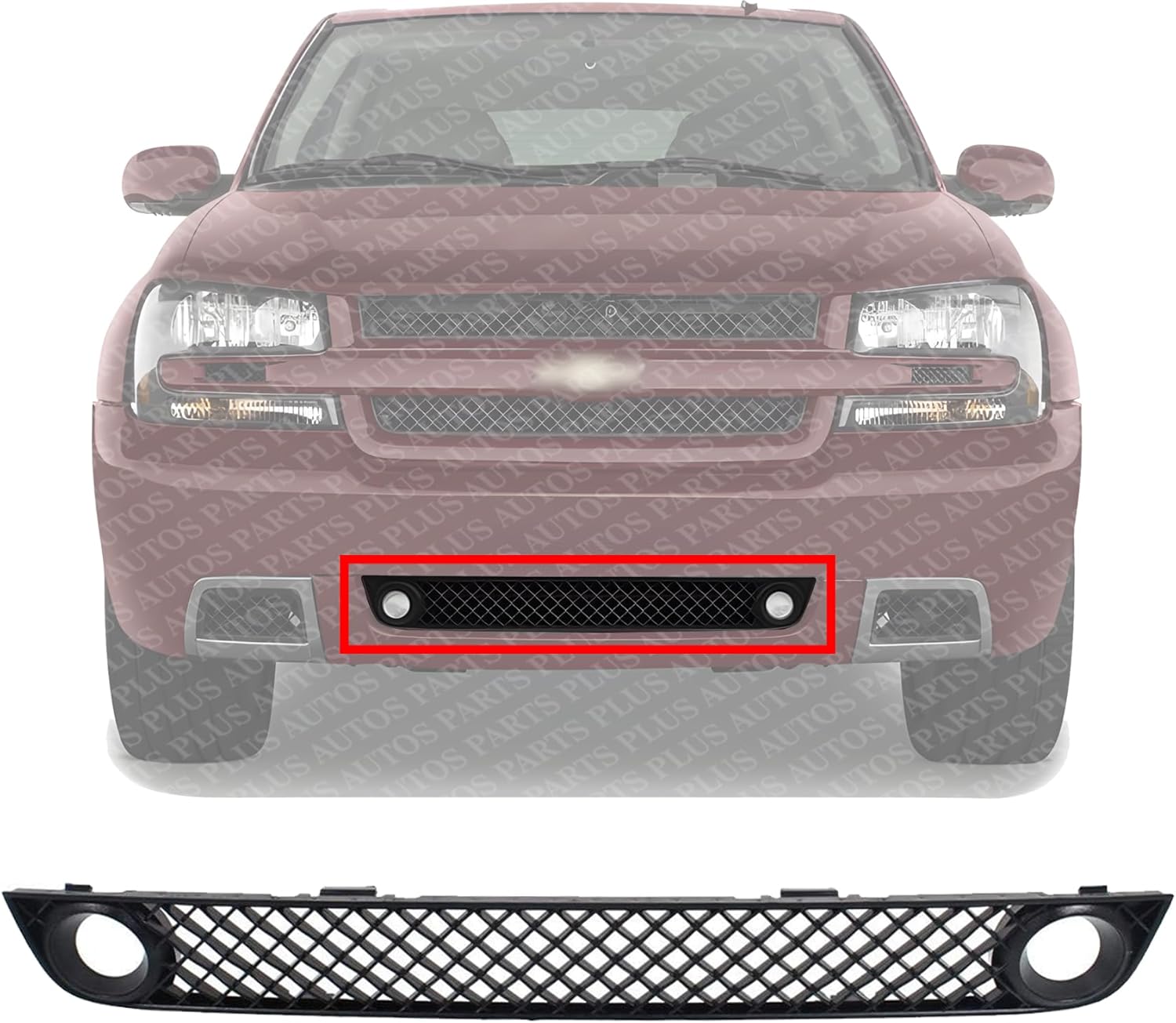 Front Bumper Lower Grille Direct Replacement Compatible With 2006-2009 Chevrolet Trailblazer GM1036140 15135191