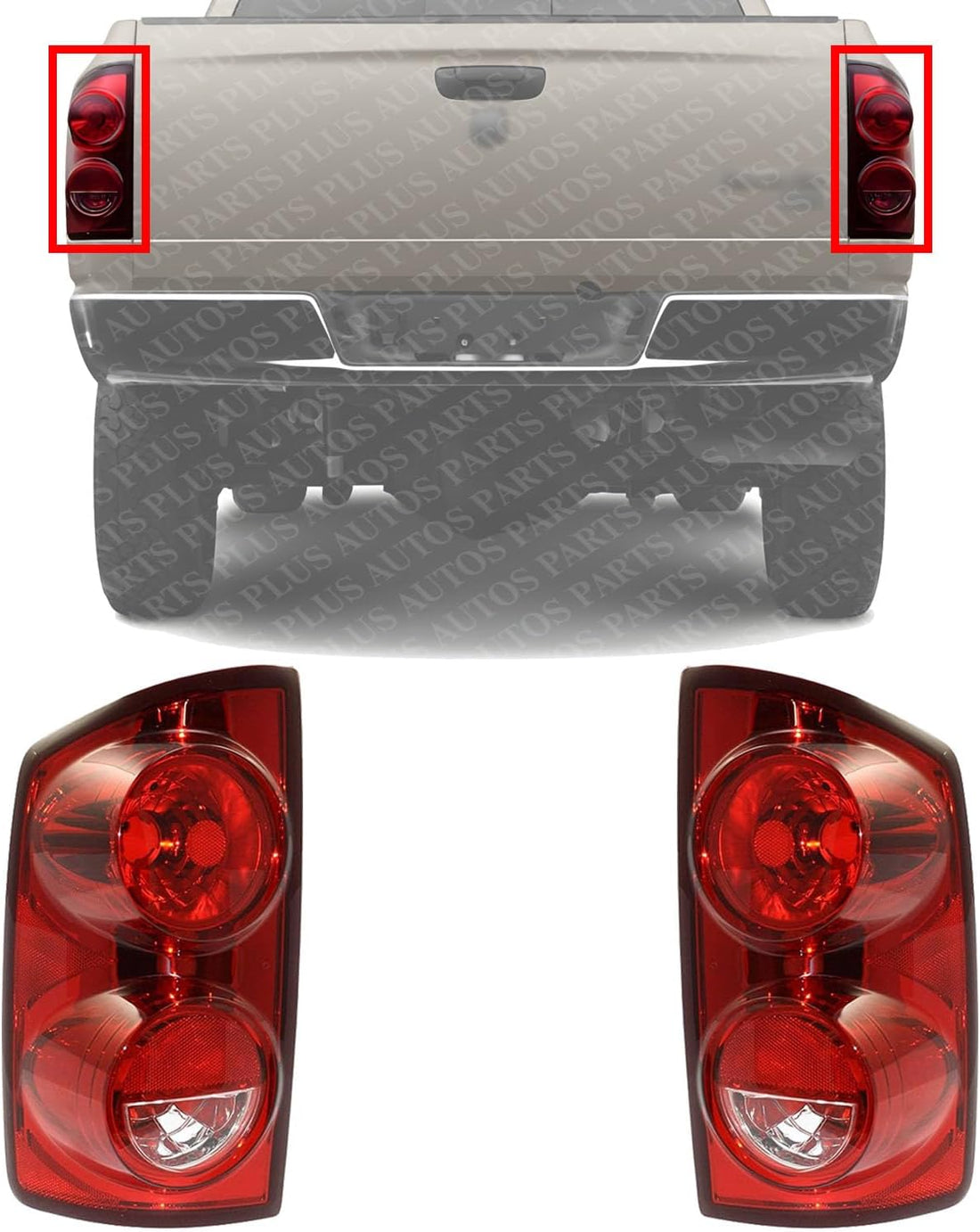 Set Of 2 Tail Light Left Driver & Right Passenger Side Direct Replacement Compatible With 2007-2009 Dodge Ram 1500 2500 3500 ‎‎‎‎‎‎CH2801165 CH2800165 55277302AC 55277303AC
